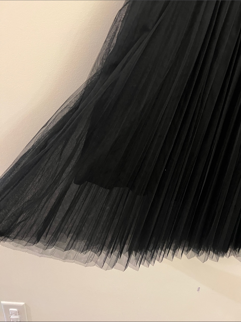Sam Edelman Black Pleated Tulle Midi Skirt - Picture 4 of 9